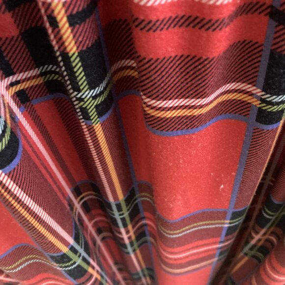 Holiday Hostess Dress Maxi 2X Red Plaid Black Bodice Long Sleeve Modest Merokeet - Picture 4 of 7